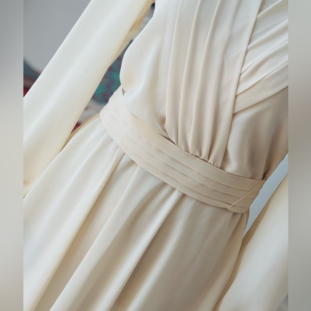 Vintage 70’s Chiffon Pleated | Belted Dress. Women’s Sz-S Mid Century Modern. - Picture 3 of 16